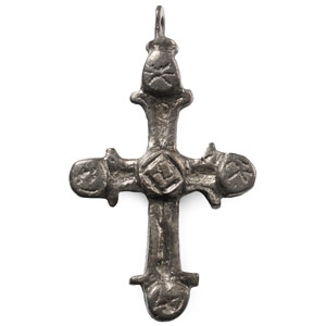Byzantine Tinned Bronze Cross Pendant