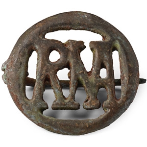 Roman Bronze ROMA Openwork Brooch