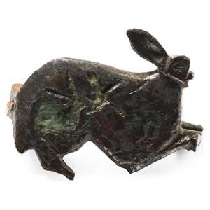 Roman Tinned Bronze Rabbit with Young Brooch
