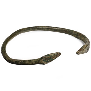 Late Roman Bronze Bracelet with Snake-Heads
