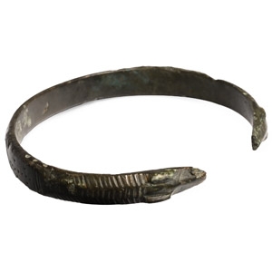 Late Roman Bronze Military Bracelet with Snake-Heads