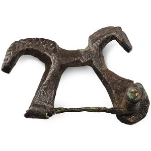 Roman Bronze Double Horse Brooch