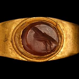 Roman Gold Ring with Eagle Gemstone