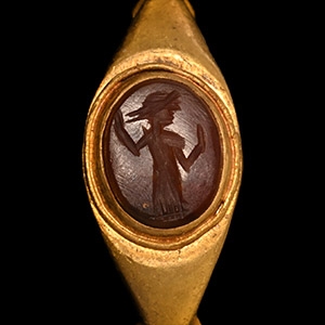 Roman Gold Ring with Goddess Fortuna Gemstone