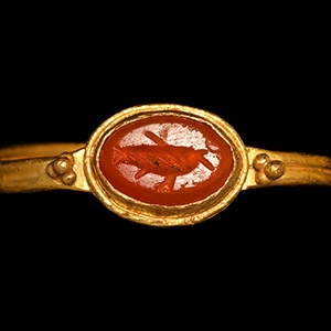 Roman Gold Ring with Fish Gemstone
