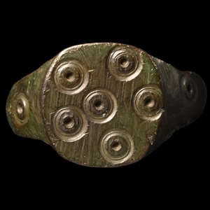 Medieval Bronze Ring with Ring-and-Dot Decoration