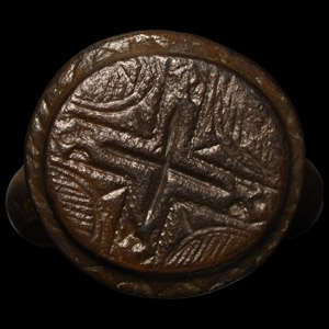Medieval Bronze Ring with Cross