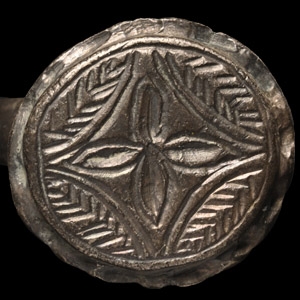Medieval Bronze Ring with Cross in Lozenge