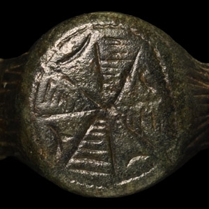 Medieval Bronze Ring with Expanding Cross