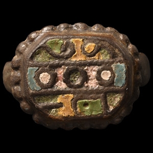 Medieval Bronze Ring with Enamelled Design