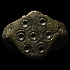Medieval Bronze Ring with Ring-and-Dot Decoration