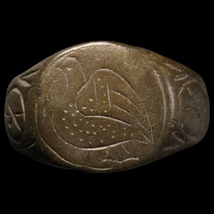 Byzantine Bronze Ring with Bird