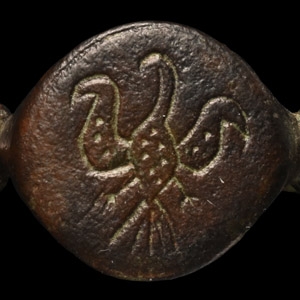 Byzantine Bronze Ring with Bird