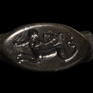 Greek Bronze Seal Ring with Hippocamp