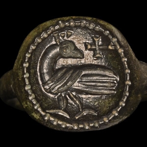 Byzantine Bronze Ring with Bird