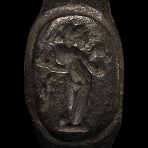 Roman Bronze Ring with Standing Goddess