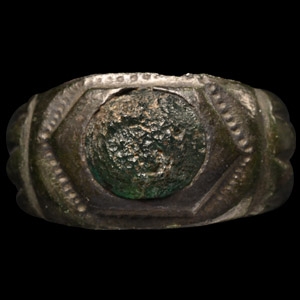 Roman Bronze Ring with Cabochon