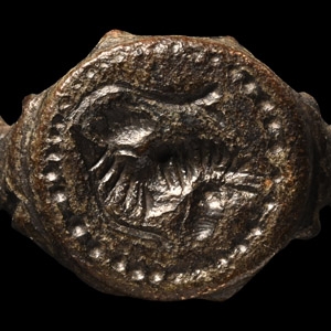 Late Roman Bronze Ring with Animal
