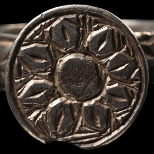 Medieval Silver Ring with Sunburst Design