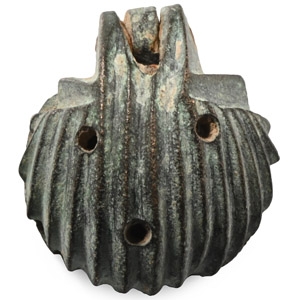 Roman Bronze Aromatic Box in the Shape of a Clam Shell
