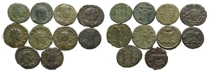 Group of Ten [10] Roman Imperial AE Coins.