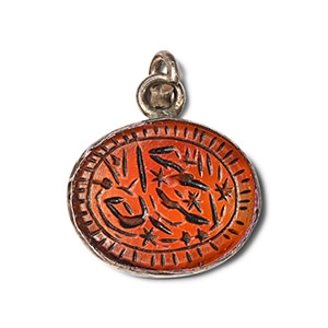 Silver Pendant with Engraved Garnet