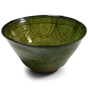 Large Western Asiatic Dark Green Glazed Bowl