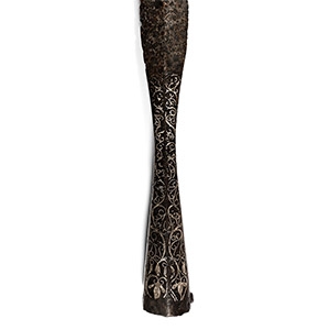 Large Medieval Silver Inlaid Iron Spearhead