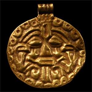 Viking Age Gold Pendant with Face