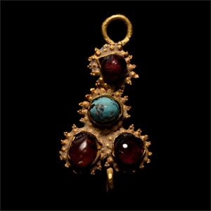 Western Asiatic Gold Pendant with Cabochons