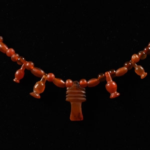 Egyptian Carnelian Necklace with Djed Pillar