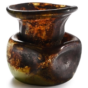 Roman Square Green Glass Flask
