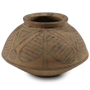 Indus Valley Painted Terracotta Storage Jar with Peepal Leaves