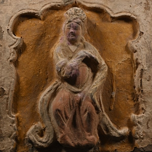 Chinese Song Wall Tile with Handprint Signature