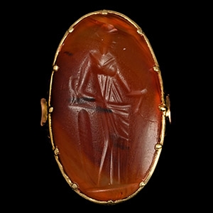 Large Hellenistic Aphrodite Gemstone in Gold Ring