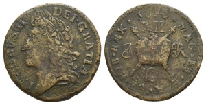 Ireland. Stuart, James II AE Shilling.