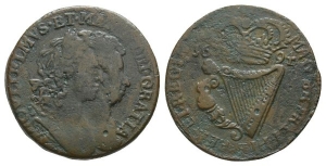 Ireland. Stuart (Orange), William and Mary CU Halfpenny.