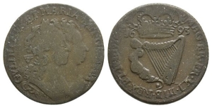 Ireland. Stuart (Orange), William and Mary CU Halfpenny.