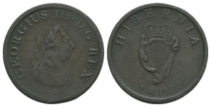 Ireland. Hanover, George III AE Halfpenny.