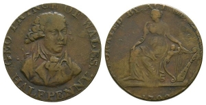 Ireland. George, Prince of Wales CU Halfpenny Token.