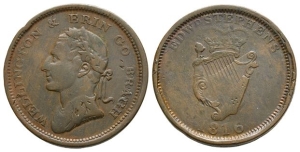 Ireland. Wellington and Erin Go Bragh CU Penny Token.