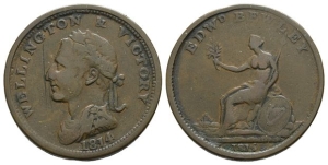 Ireland. Wellington, Edward Bewley CU Penny Token.