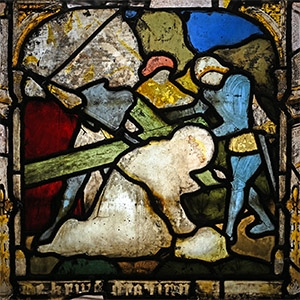Stained Glass Panel with the Road to the Calvary