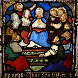 Stained Glass Panel with the Pentecost