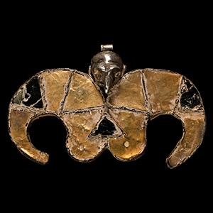 Large Elamite Silver Bird Pendant with Inlays