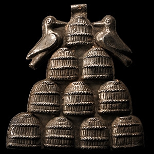 Large Elamite Silver Pendant with Birds