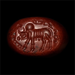 Sasanian Jasper Stamp Seal with Pahlavi Inscription