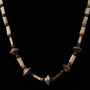 Elamite Silver and Stone Bead Necklace
