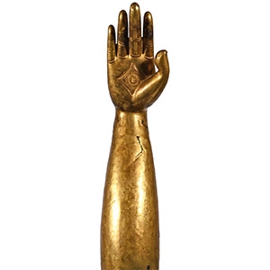 Monumental Gilt Bronze Earth Witness Buddha Forearm with Open Palm