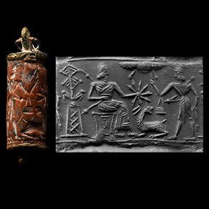 Levantine Jasper Cylinder Seal with Figures